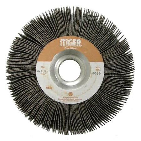 Weiler 6" x 2" Tiger Coated Abrasive Flap Wheel, 1" Arbor Hole, 80AO 53327